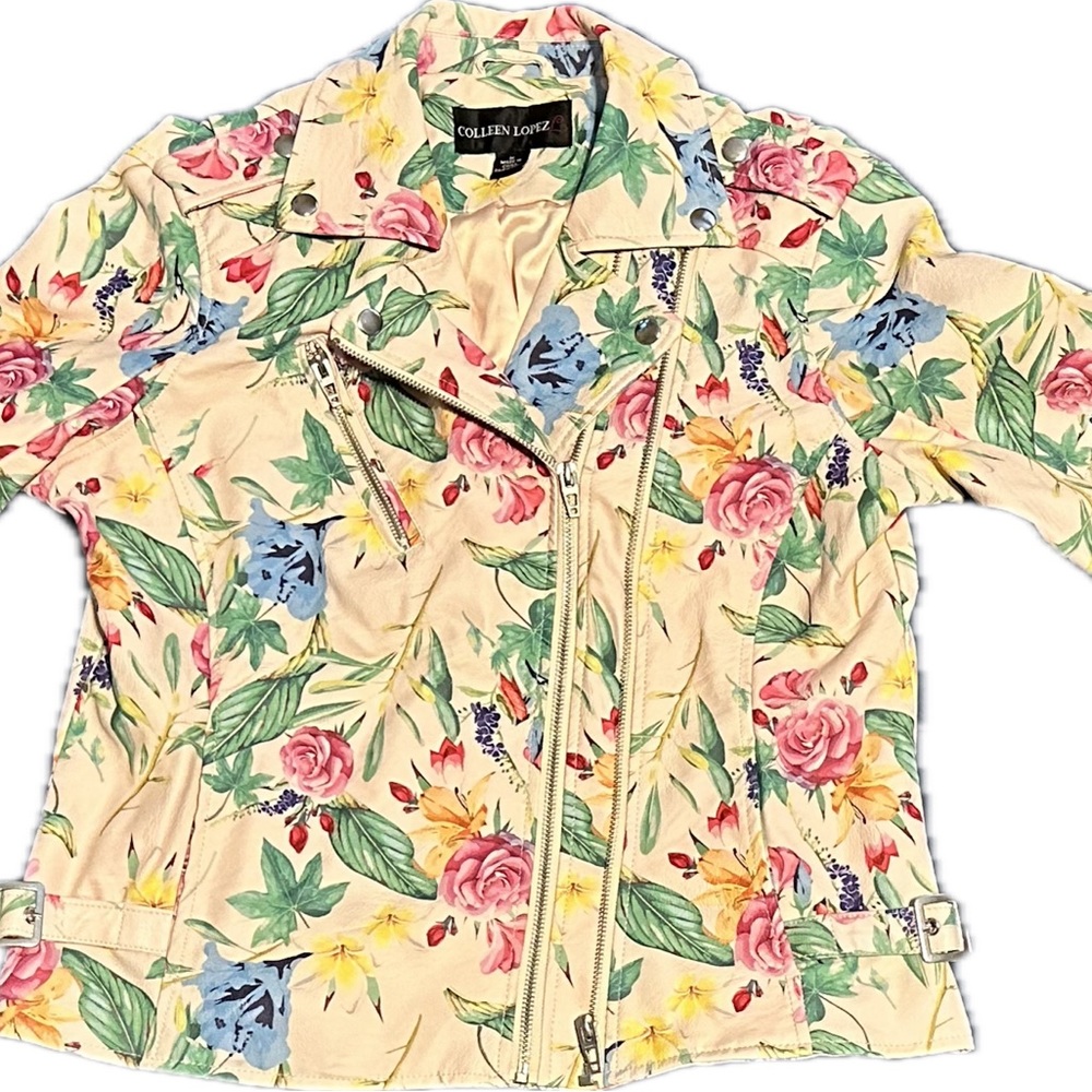 Vintage Colleen Lopez Floral Moto Jacket
